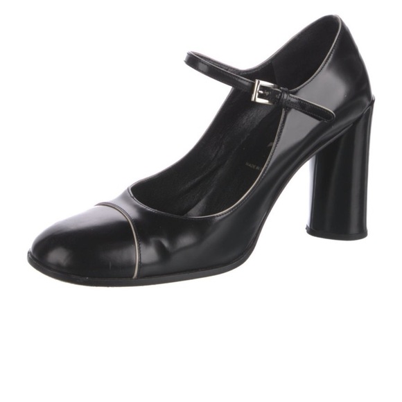 Prada Black Leather Mary Jane Pumps - Size 9 - Picture 1 of 5